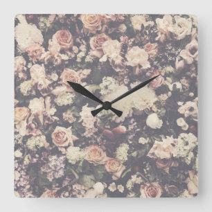 Schöne pastellfarbene Rose Quadratische Wanduhr