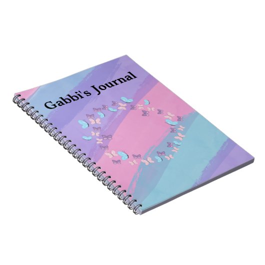 Schöne Pastellstreifen und Schmetterlinge Notizblock (Rechte Seite)