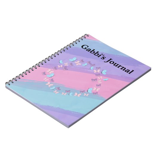 Schöne Pastellstreifen und Schmetterlinge Notizblock (Linke Seite)