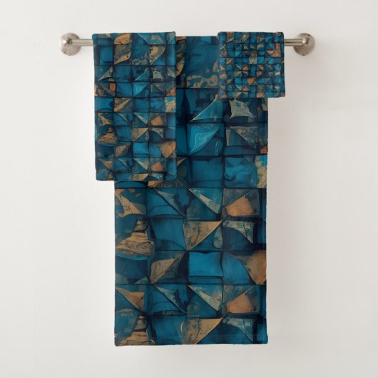 Schöne Patchwork-Optik in Dunkel-Türkis Badhandtuch Set (Insitu)