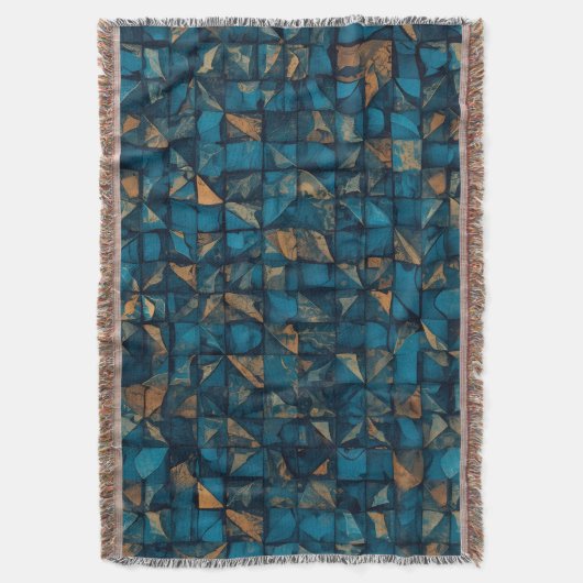 Schöne Patchwork-Optik in Dunkel-Türkis Decke (Vorderseite Vertikal)