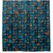 Schöne Patchwork-"Optik" in Dunkel-Türkis Duschvorhang (Vorderseite)