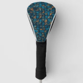 Schöne Patchwork-Optik in Dunkel-Türkis Golf Headcover (Vorderseite)