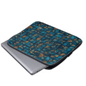 Schöne Patchwork-"Optik" in Dunkel-Türkis Laptopschutzhülle (Vorne Knopf)