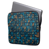 Schöne Patchwork-"Optik" in Dunkel-Türkis Laptopschutzhülle (Vorderseite Links)