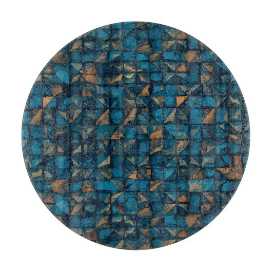 Schöne Patchwork-Optik in Dunkel-Türkis Schneidebrett (Vorderseite)