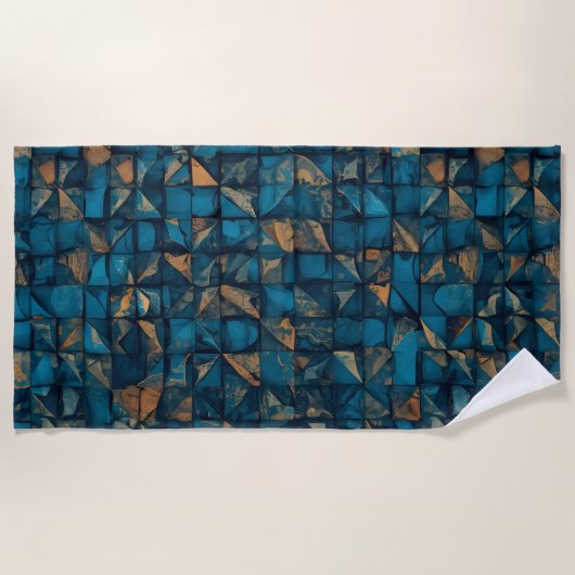Schöne Patchwork-Optik in Dunkel-Türkis Strandtuch (Vorderseite)