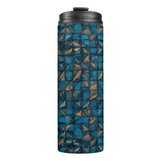 Schöne Patchwork-Optik in Dunkel-Türkis Thermosbecher (Vorderseite)