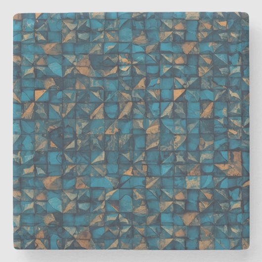 Schöne Patchwork-Optik in dunklem Türkis Steinuntersetzer (Vorderseite)