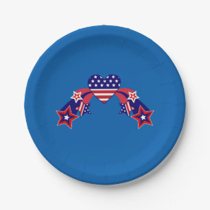 Schöne patriotische Fourth of July-Herzen Pappteller