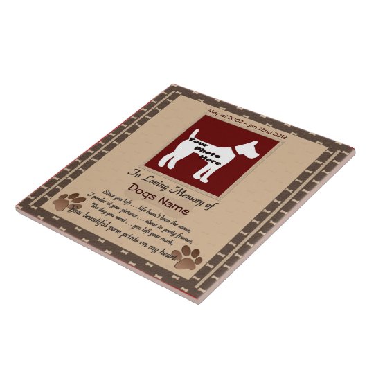 Schöne Paw Prints on My Heart (braun) Fliese (Seite)