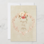 Schöne Peach Blume Shabby Chic Hochzeit Einladung (Rückseite)