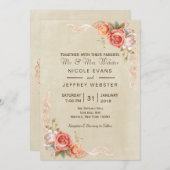 Schöne Peach Blume Shabby Chic Hochzeit Einladung (Vorne/Hinten)