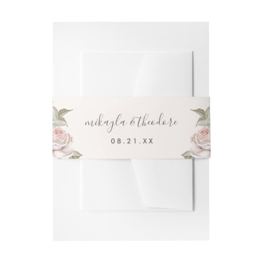 Schöne Peach Blush Rose Hochzeit Einladungsbanderole (Vorderseite Beispiel)
