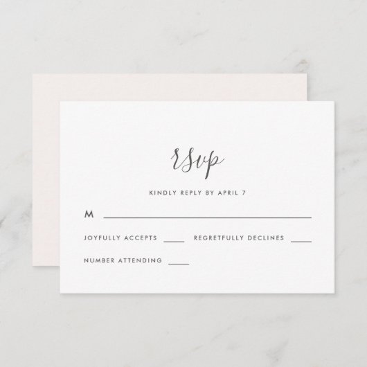 Schöne Peach Blush Wedding Rsvp (Vorne/Hinten)