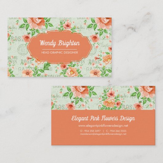 Schöne Peach Color Blume Visitenkarte (Vorne/Hinten)
