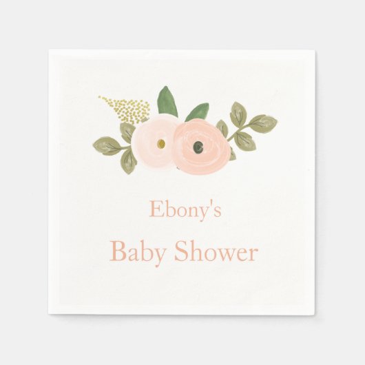 Schöne Peach Floral Baby Dusche Napkin Serviette (Vorderseite)