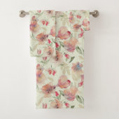 Schöne Peach Floral Badhandtuch Set (Insitu)