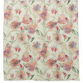 Schöne Peach Floral Duschvorhang (Vorderseite)