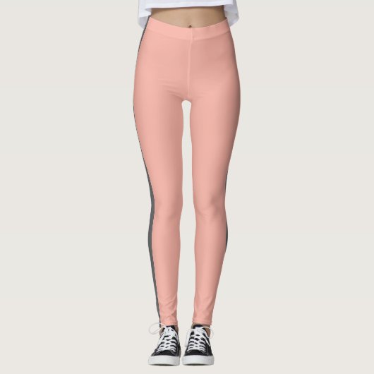Schöne Peach Gray Stripe Leggings (Vorderseite)