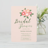 Schöne Peach Modern Bridal Dusche Einladung (Stehend Vorderseite)