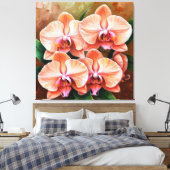 Schöne Peach Orchids Leinwanddruck (Insitu (Schlafzimmer))