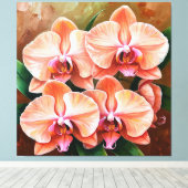 Schöne Peach Orchids Leinwanddruck (Insitu (Holzboden))
