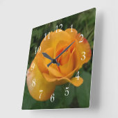 Schöne Peach-Rose Quadratische Wanduhr (Winkel)