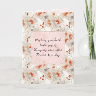 Schöne Peach Rote Floral Romantische Hochzeit Karte