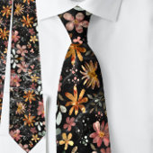 Schöne Peach Schwarzer Sommer Flora Farbe Krawatte