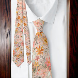 Schöne Peach Summer Floral Wasserfarbe Krawatte