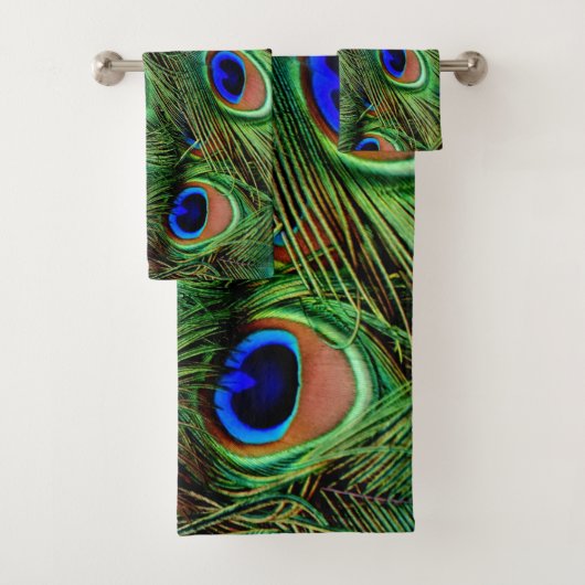 Schöne Peacock Feathers Badhandtuch Set (Insitu)