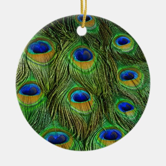 Schöne Peacock Feathers Keramik Ornament (Vorne)