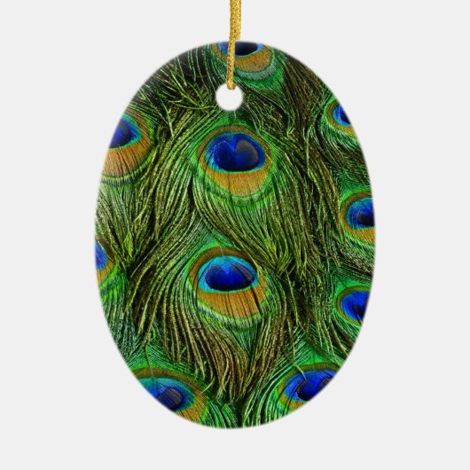 Schöne Peacock Feathers Keramikornament (Vorne)