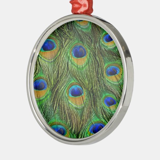 Schöne Peacock Feathers Ornament Aus Metall (Links)