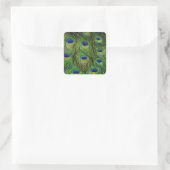 Schöne Peacock Feathers Quadratischer Aufkleber (Tasche)