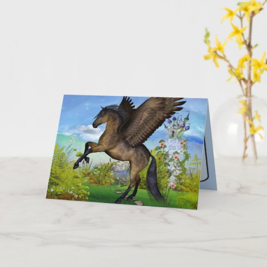 Schöne Pegasus Grußkarte Karte (Gelbe Blume)
