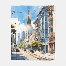 Schöne Pen- und Tintenskizze von San Francisco Fleecedecke