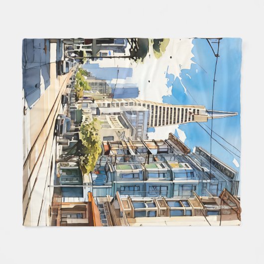 Schöne Pen- und Tintenskizze von San Francisco Fleecedecke (Vorderseite (Horizontal))