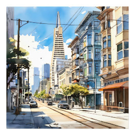 Schöne Pen- und Tintenskizze von San Francisco Fotodruck