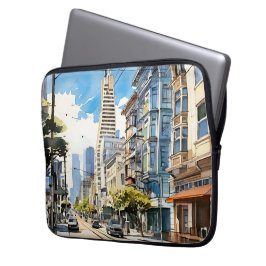 Schöne Pen- und Tintenskizze von San Francisco Laptopschutzhülle