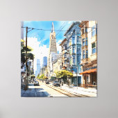 Schöne Pen- und Tintenskizze von San Francisco Leinwanddruck (Vorderseite)