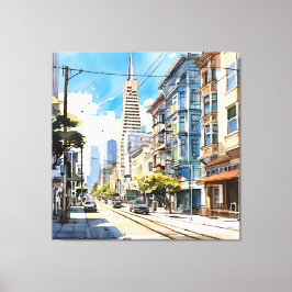 Schöne Pen- und Tintenskizze von San Francisco Leinwanddruck