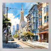 Schöne Pen- und Tintenskizze von San Francisco Poster (Vorne)