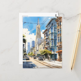Schöne Pen- und Tintenskizze von San Francisco Postkarte