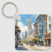 Schöne Pen- und Tintenskizze von San Francisco Schlüsselanhänger (Vorderseite)