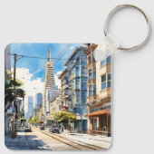 Schöne Pen- und Tintenskizze von San Francisco Schlüsselanhänger (Rückseite)