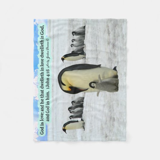 Schöne Penguin-Schrift 1 John 4:16 Fleecedecke (Vorderseite)