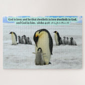 Schöne Penguin-Schrift 1 John 4:16 Puzzle (Horizontal)