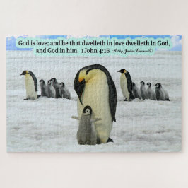 Schöne Penguin-Schrift 1 John 4:16 Puzzle